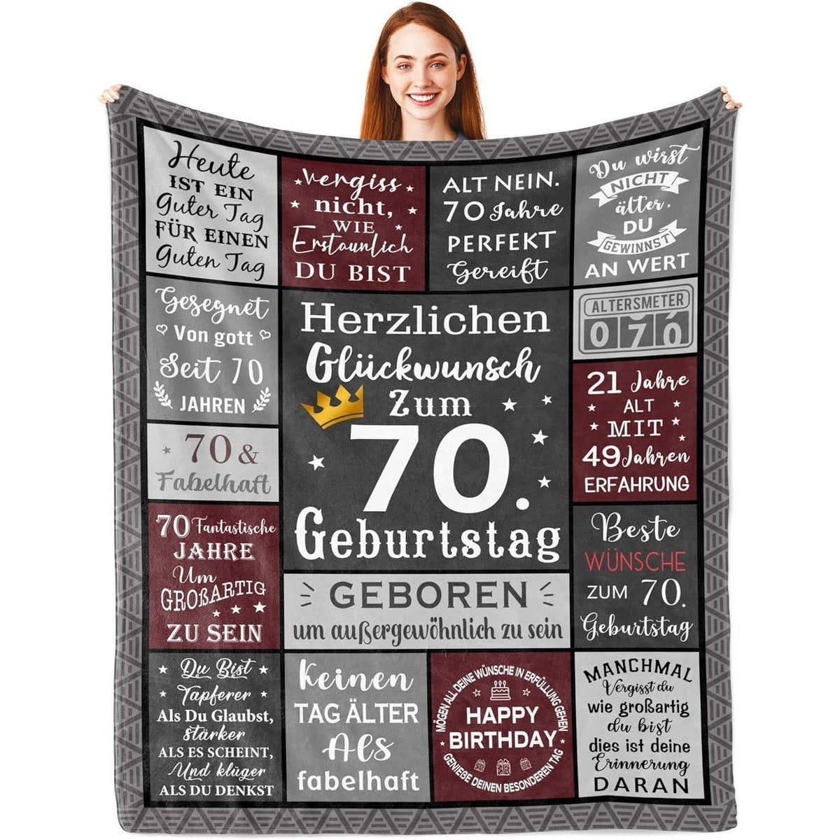 70. Geburtstag Decke für Männer – Kuscheliges Geschenk 150x130cm