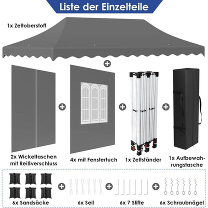 Faltpavillon 3x6m – Wasserdicht, Stabil & Mit 6 Seitenwänden