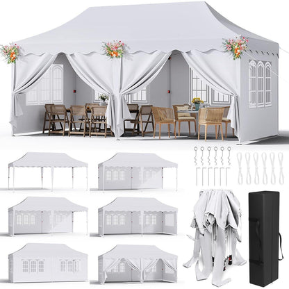 3x6m Faltpavillon wasserdicht mit 6 Seitenwänden & Zubehör
