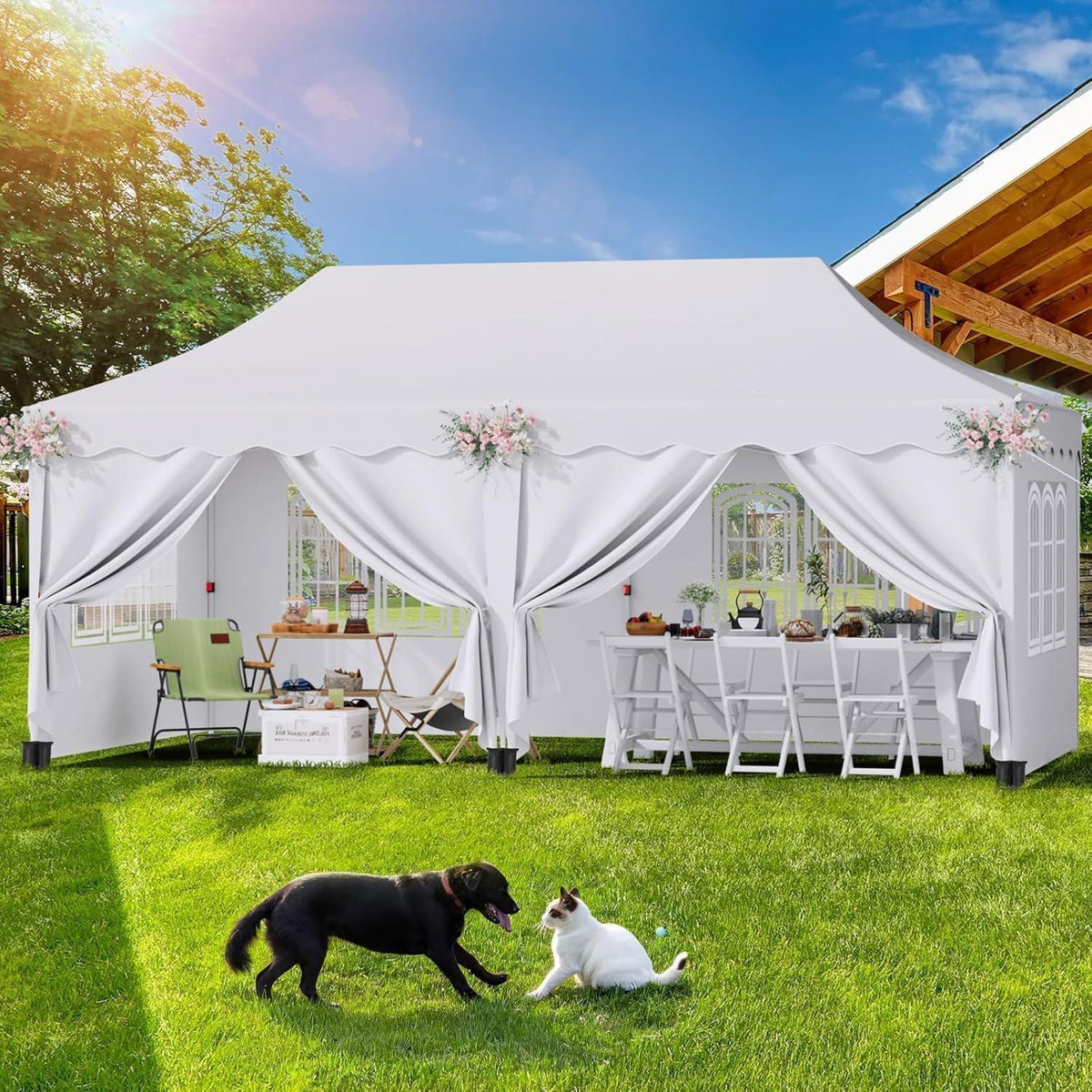 3x6m Faltpavillon wasserdicht mit 6 Seitenwänden & Zubehör