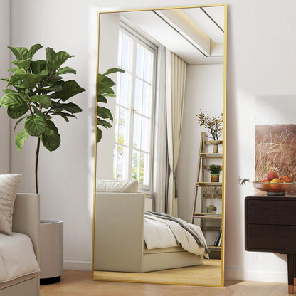 Großer Standspiegel 180x76 cm – Schwarz oder Gold | Wandspiegel mit Ständer