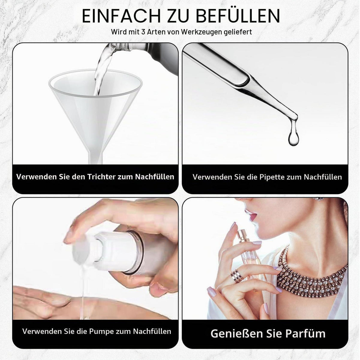 100x 2ml Mini Sprühflaschen leer, nachfüllbar, für Parfüm & Proben