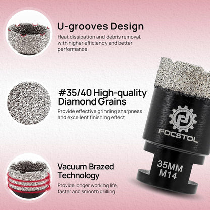 Diamant Fliesenbohrer Set 4tlg. 20-68mm M14 Vakuumgelötet
