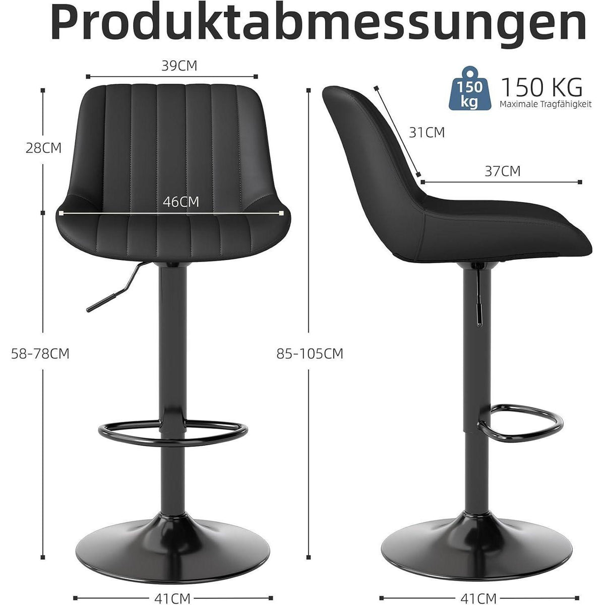 Drehbarer Barhocker 4er Set, Höhenverstellbar & Modern