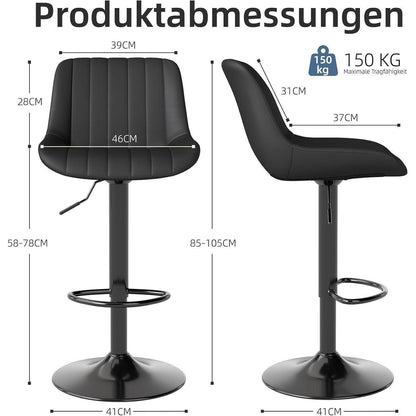 Drehbarer Barhocker 4er Set, Höhenverstellbar & Modern