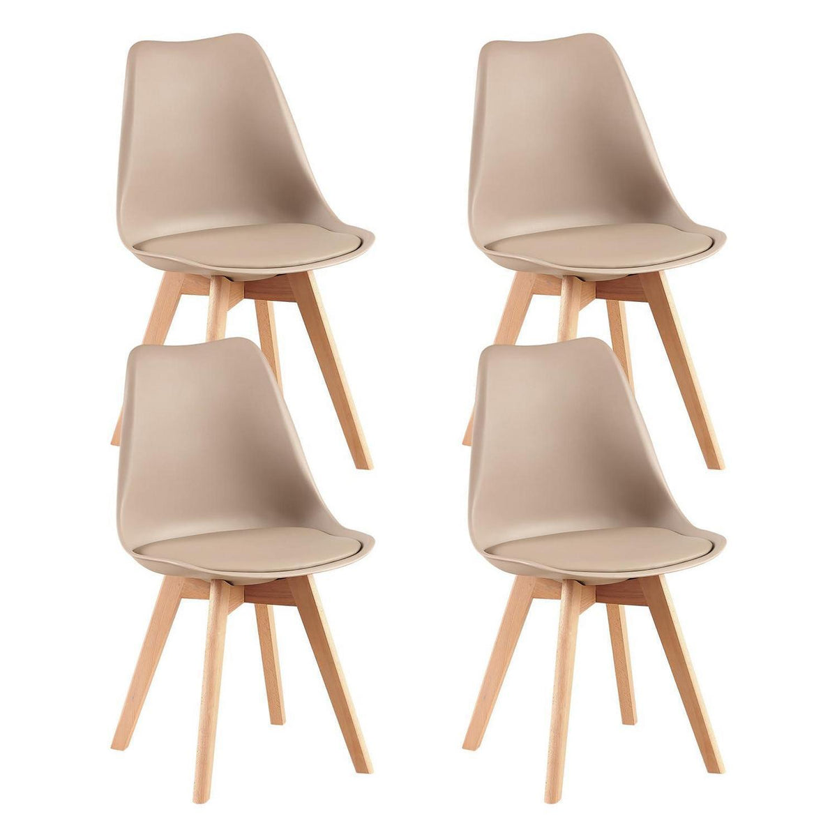 Skandinavische Esszimmerstühle 4er-Set, Khaki