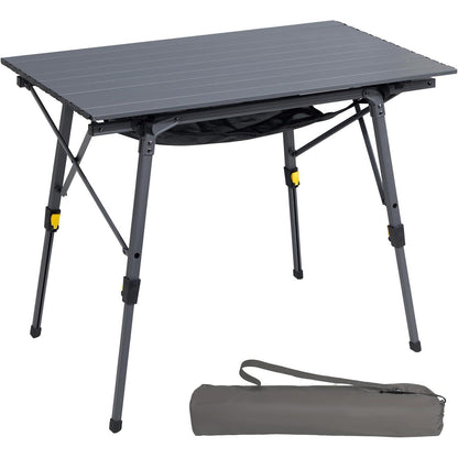 Faltbarer Campingtisch Aluminium Höhenverstellbar 90x53cm Grau