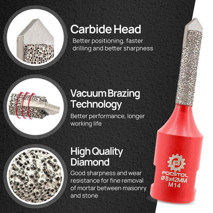 Diamant Mörtel Hakenbohrer 8mm x 42mm für Winkelschleifer