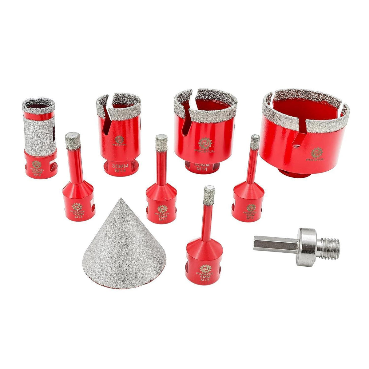Fliesenbohrer Set 10tlg. Diamant für Porzellan, Keramik, Marmor