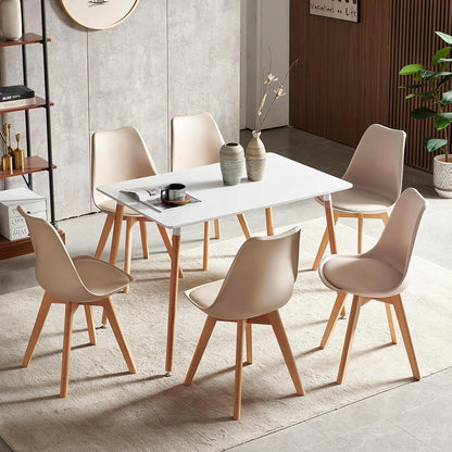Skandinavische Esszimmerstühle Set 8 – Gepolstert, Khaki
