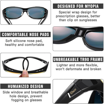 Polarisierte UV400 Schutz Sonnenbrille Wrap Around Fit-over für