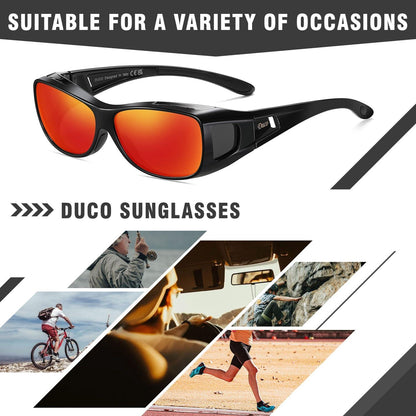 Polarisierte Sonnenbrille Schwarz UV400 Schutz Wrap-Around Fit-over Brille