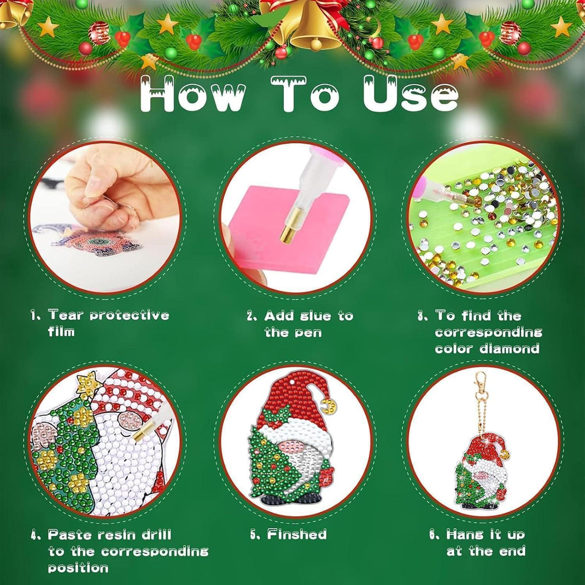 Diamant Painting Adventskalender Weihnachten – 12 Anhänger DIY Set