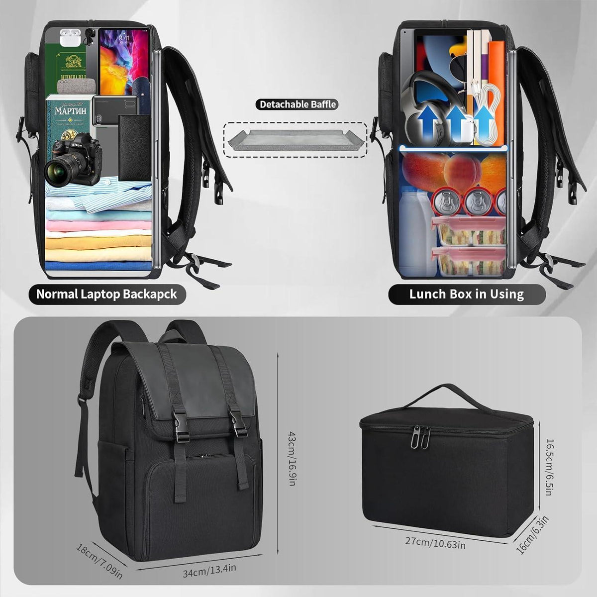 Lunch-Rucksack mit Laptopfach & Kühlbox – 15,6 Zoll Vintage Rucksack