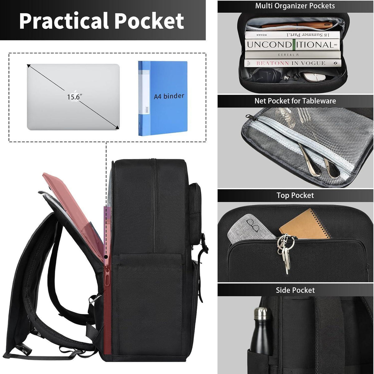 Lunch-Rucksack mit Laptopfach & Kühlbox – 15,6 Zoll Vintage Rucksack