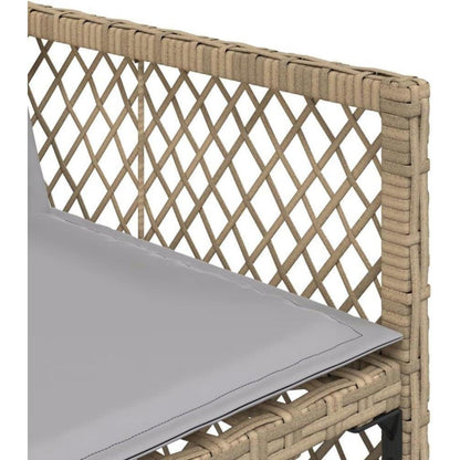 Garten Essgruppe 7-TLG. Poly Rattan mit Kissen Beige & Grau