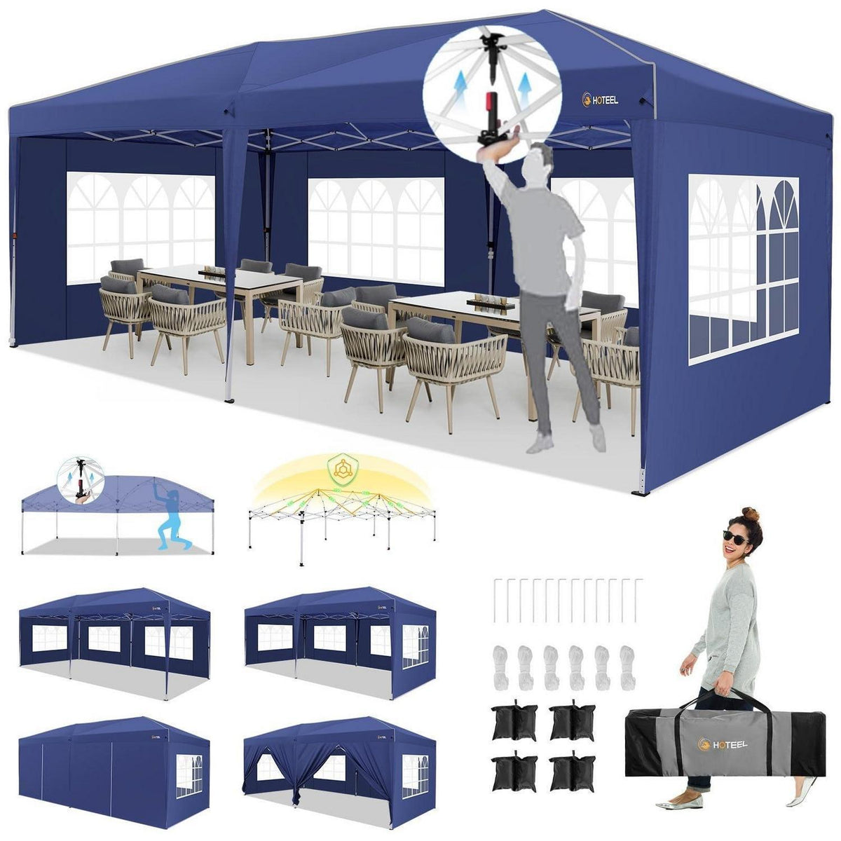 Pavillon 3x6 mit Seitenwänden – Wasserdicht & Stabil für Garten & Events