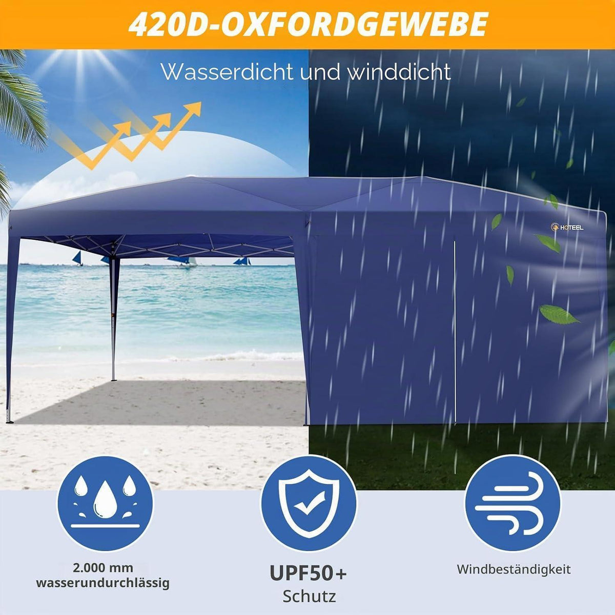 Pavillon 3x6 mit Seitenwänden – Wasserdicht & Stabil für Garten & Events