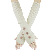 Fingerlose Strickarmstulpen mit Sternen – Y2K Handgelenkwärmer
