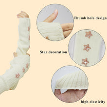 Fingerlose Strickarmstulpen mit Sternen – Y2K Handgelenkwärmer