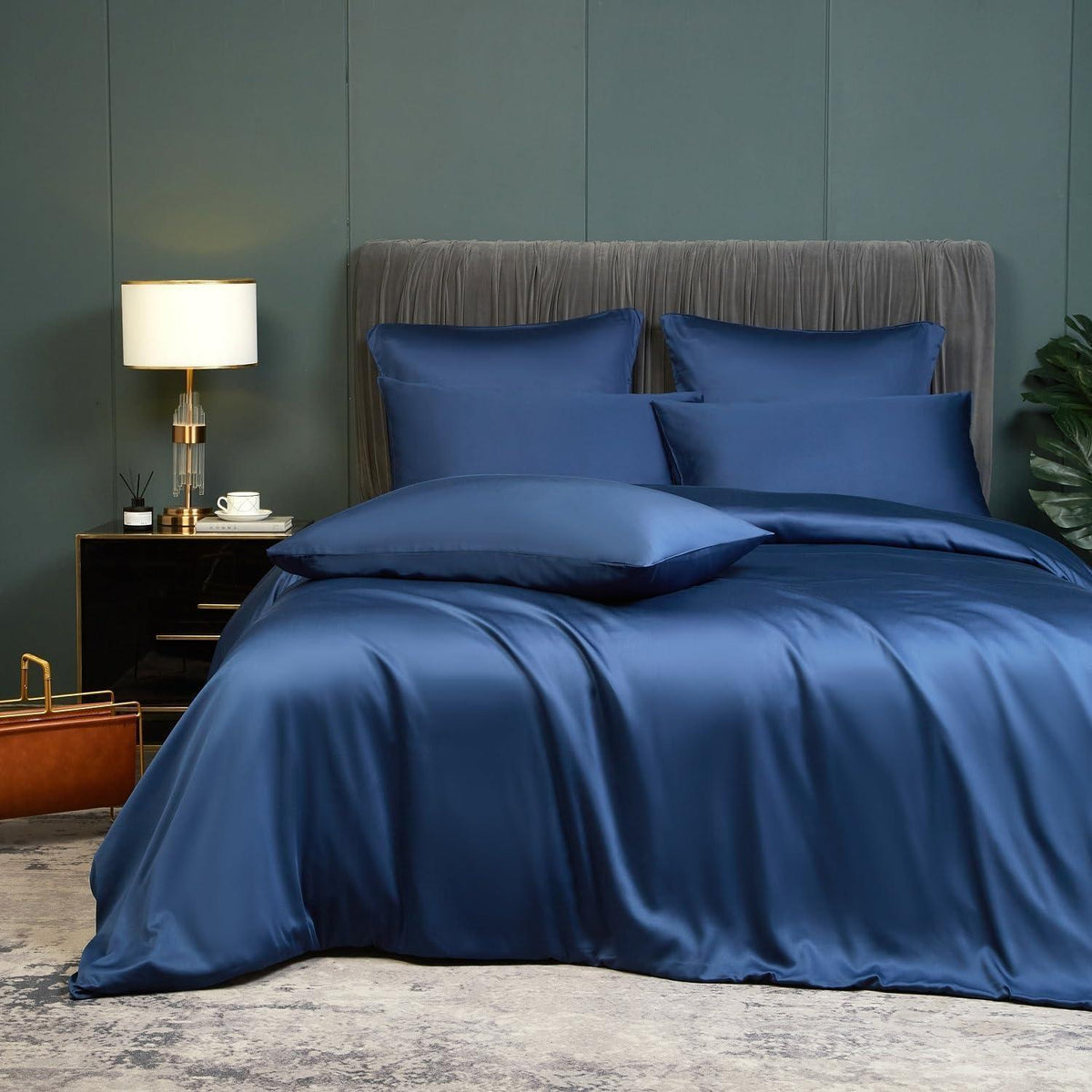 Kühlende Bambus Bettwäsche 220x240cm Blau – Atmungsaktiv & Luxuriös