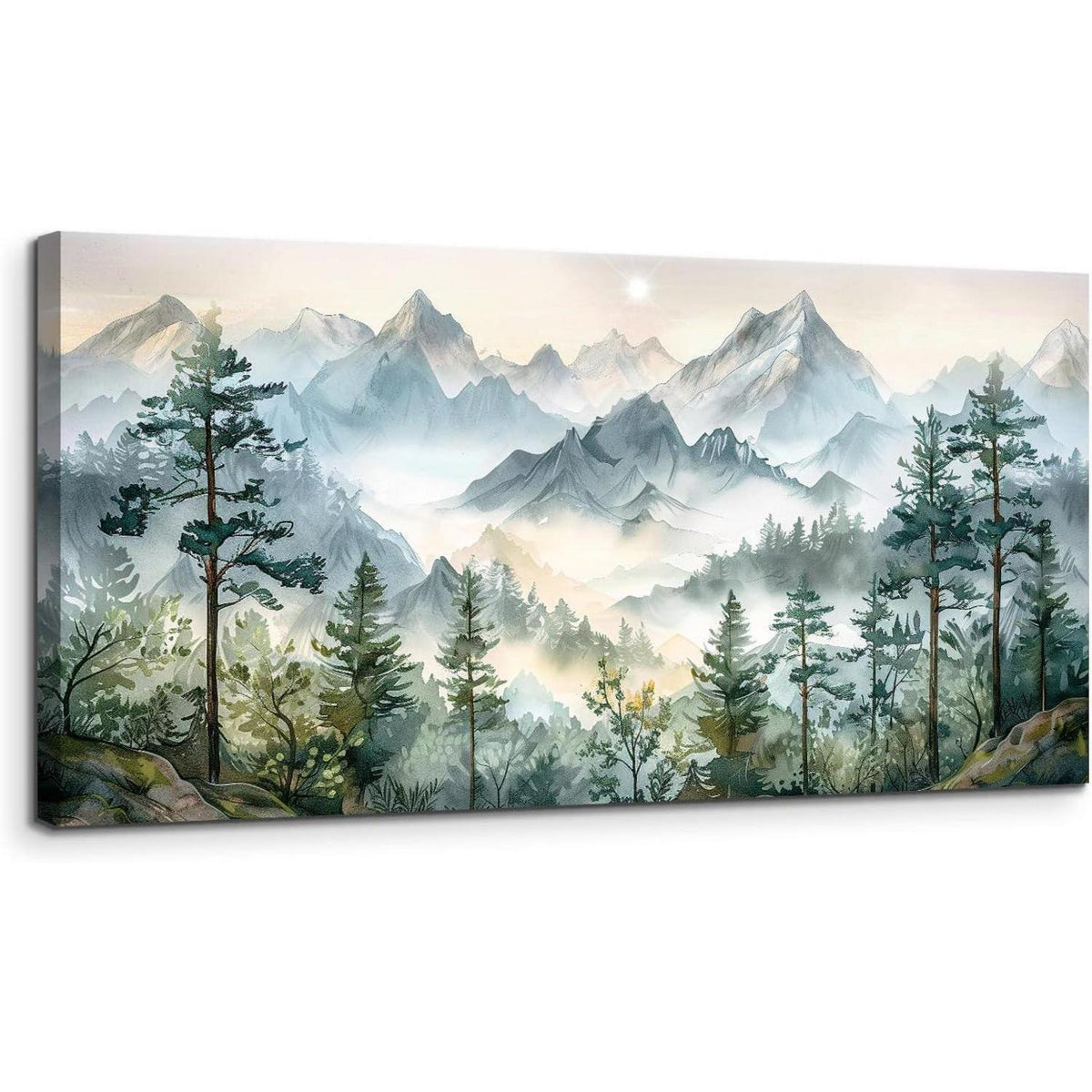 Leinwandbild Grüne Berglandschaft 50x100 cm Modern Wanddeko