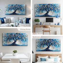 Blauer Abstrakter Baum Leinwandbild 50x100 cm Wanddeko