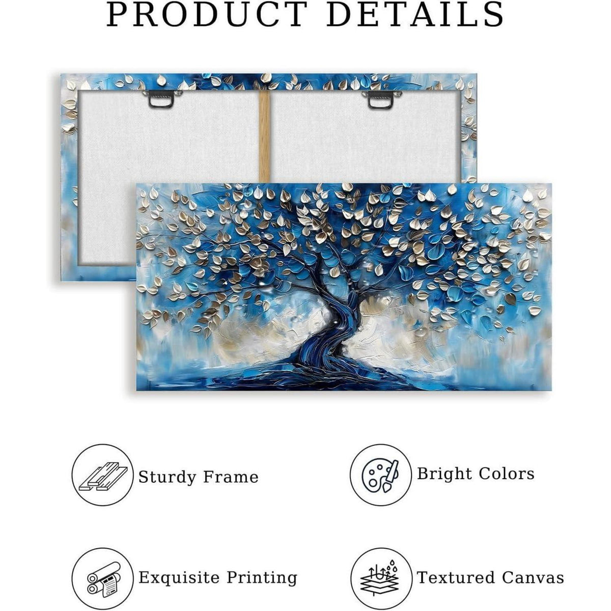 Blauer Abstrakter Baum Leinwandbild 50x100 cm Wanddeko