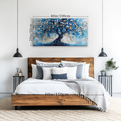 Blauer Abstrakter Baum Leinwandbild 50x100 cm Wanddeko