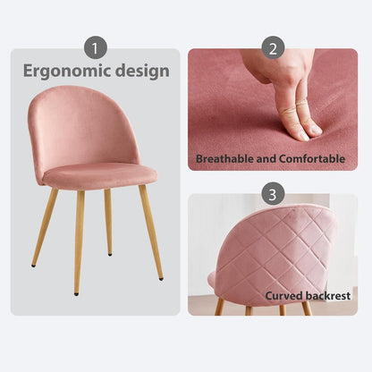 8 Esszimmerstühle Samt Rosa mit verstellbaren Schutzpolstern