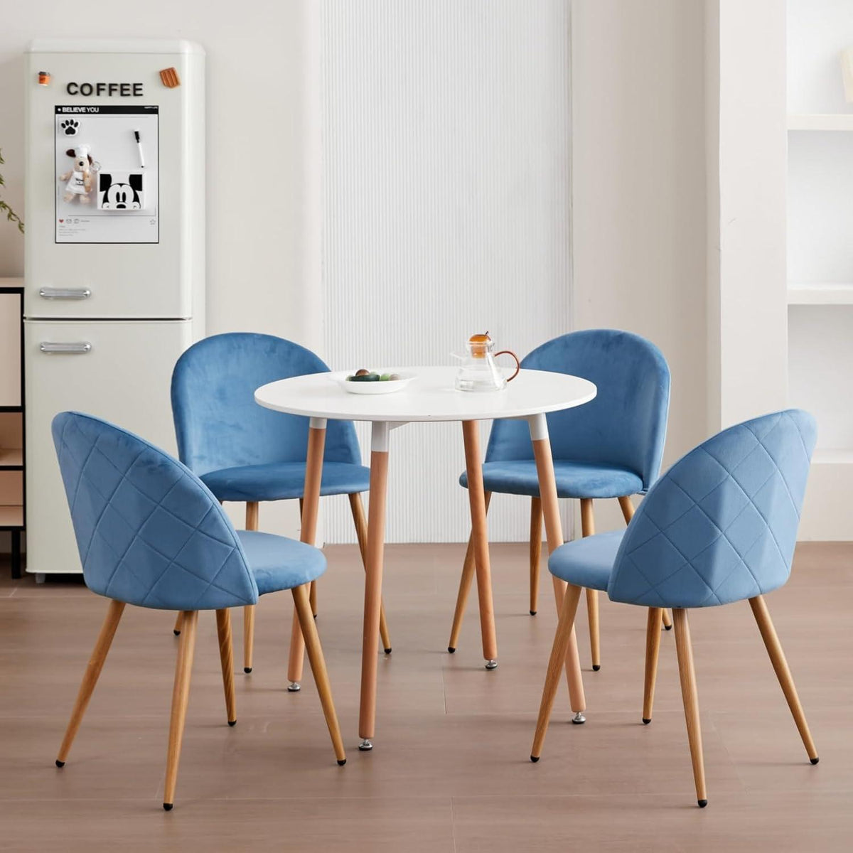 6 Esszimmerstühle Samt mit Metallbeinen, Blau