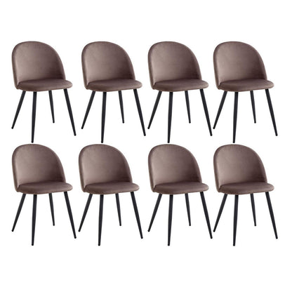 8er Set Samt Esszimmerstühle mit Metallbeinen – Braun