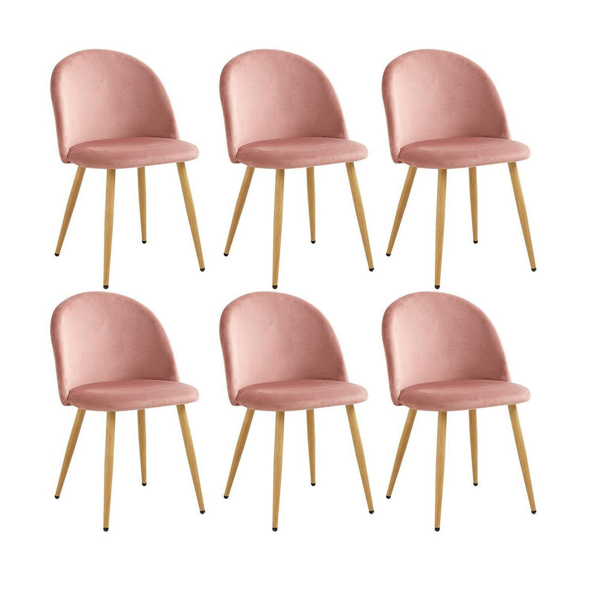 6 Esszimmerstühle Samt Rosa mit verstellbaren Schutzpolstern