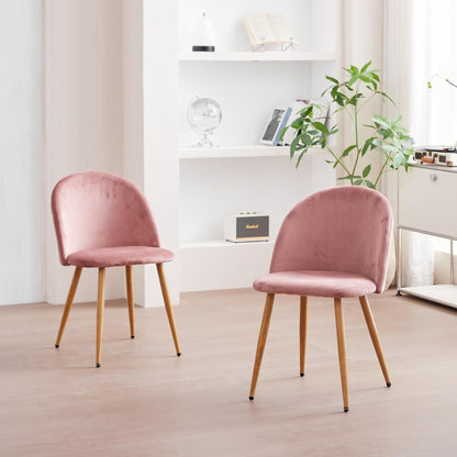 6 Esszimmerstühle Samt Rosa mit verstellbaren Schutzpolstern