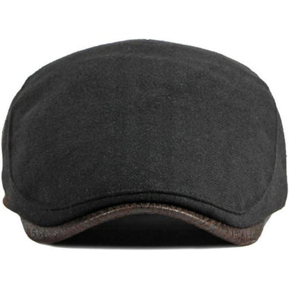 Herren Schiebermütze Winter Verstellbar – Warme Flat Cap Schwarz