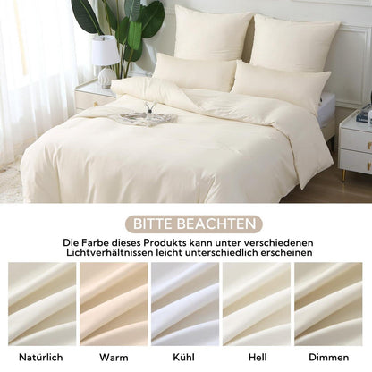 Satin Bettwäsche Set 135x200 Baumwolle Beige 4tlg.