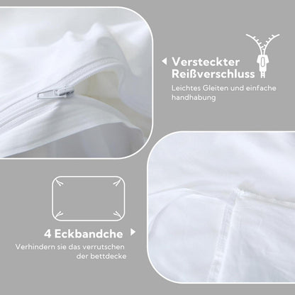 Satin Bettwäsche Set 220x240 Baumwolle Weiß 3tlg.