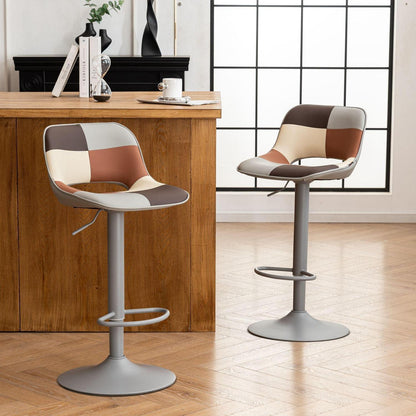 YOUNIKE Barhocker 2er Set, Boho Patchwork, Höhenverstellbar & Drehbar