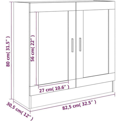 Grauer Bücherschrank mit Vitrine – 82,5 x 30,5 x 80 cm