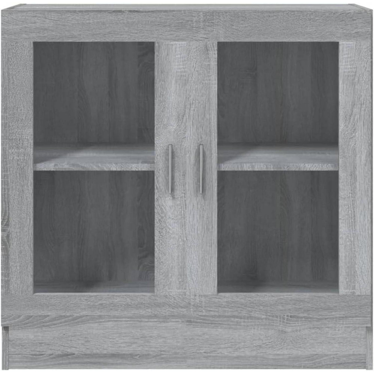 Grauer Bücherschrank mit Vitrine – 82,5 x 30,5 x 80 cm