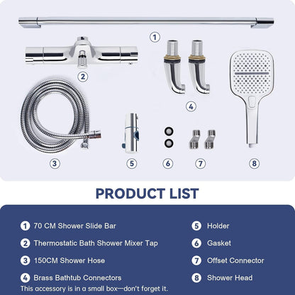 Thermostat-Duscharmatur Set mit verstellbarer Duschstange