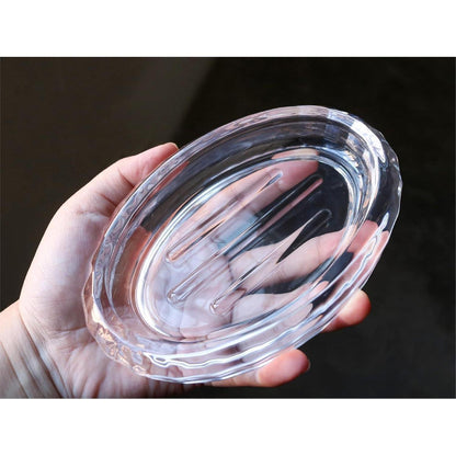 Glas Seifenschale mit Rillen – Moderner Seifenhalter für Waschbecken