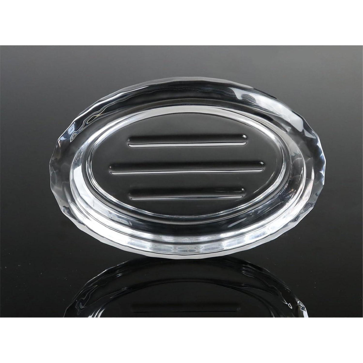 Glas Seifenschale mit Rillen – Moderner Seifenhalter für Waschbecken
