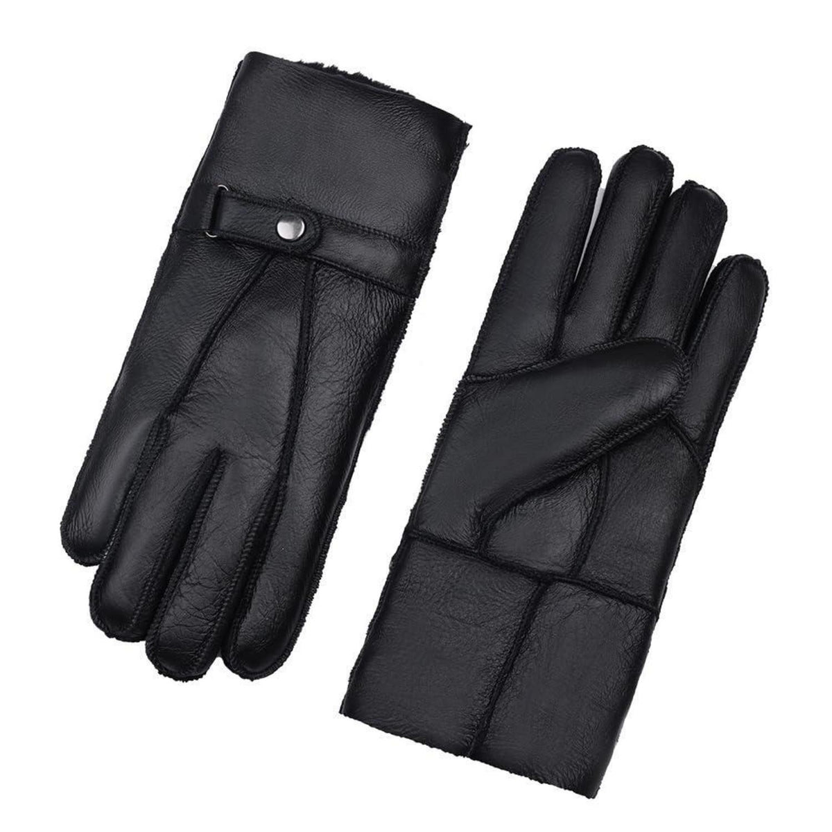 Herren Shearling Lederhandschuhe warm XL Schwarz
