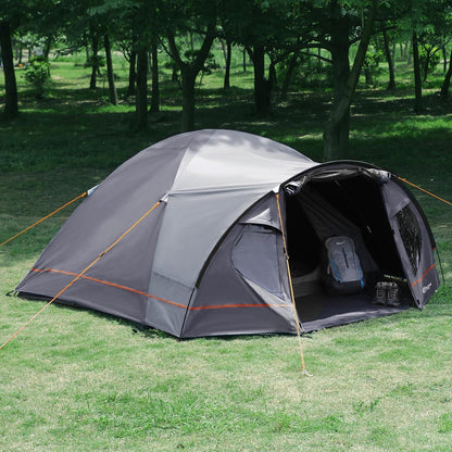 Kuppelzelt 3-4 Personen Blackout 4000mm wasserdicht mit Vorzelt Grau
