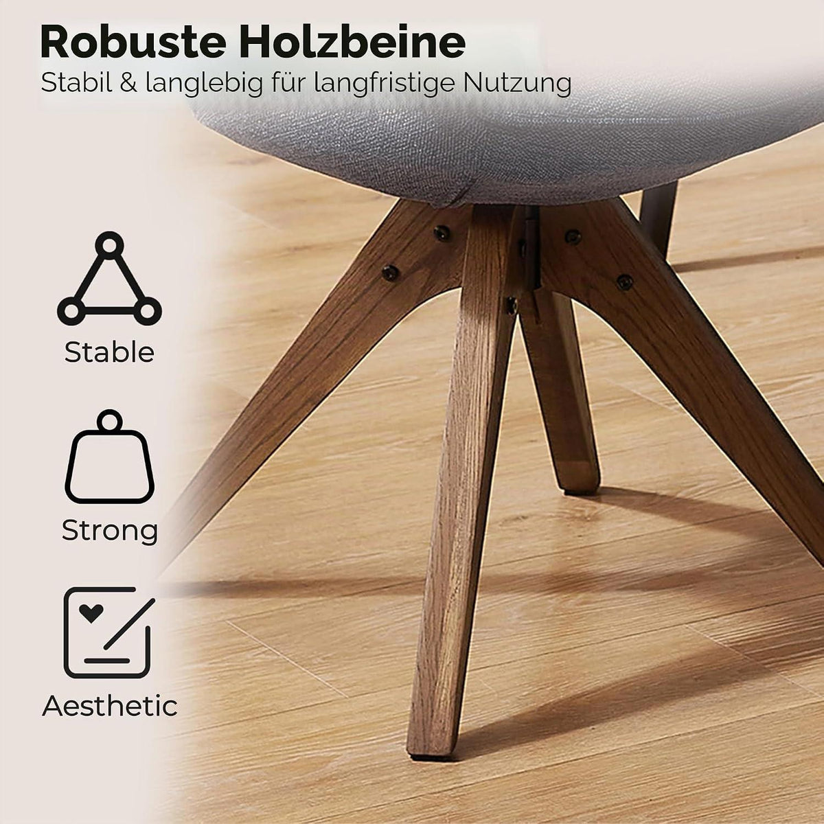 Drehstuhl Esszimmer Blau Leinen Polsterstuhl mit Armlehnen