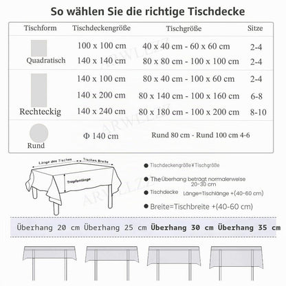 Grüne Leinen Tischdecke mit Streifen | 100x100 cm | Abwaschbar