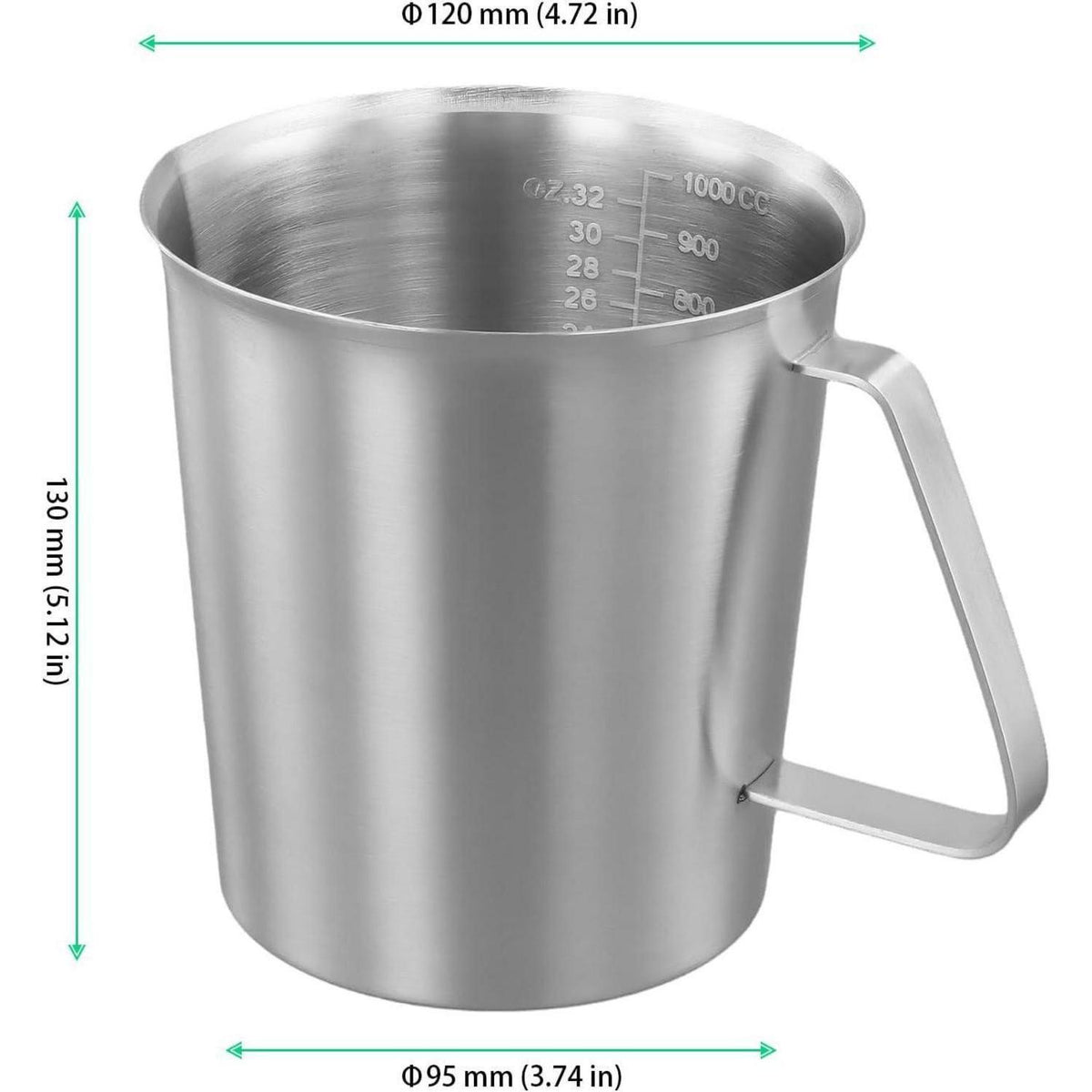 Edelstahl Messbecher 500ml mit Griff & Ausgießlippe