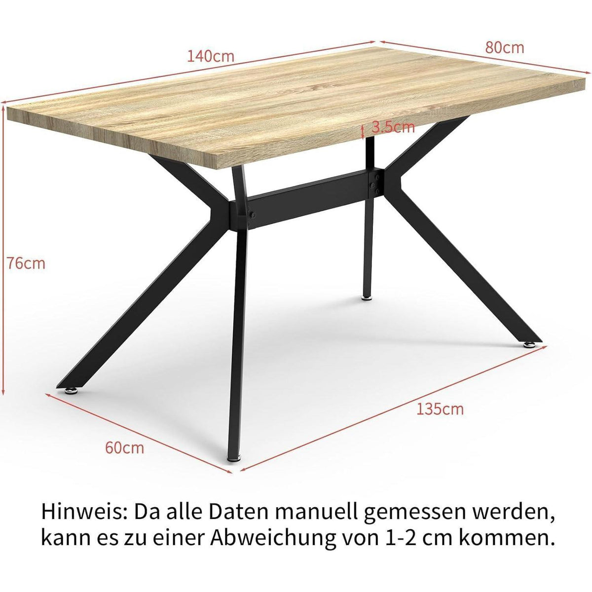 Esszimmergruppe mit Esstisch (140x80cm) & 6 Stühlen – Braun