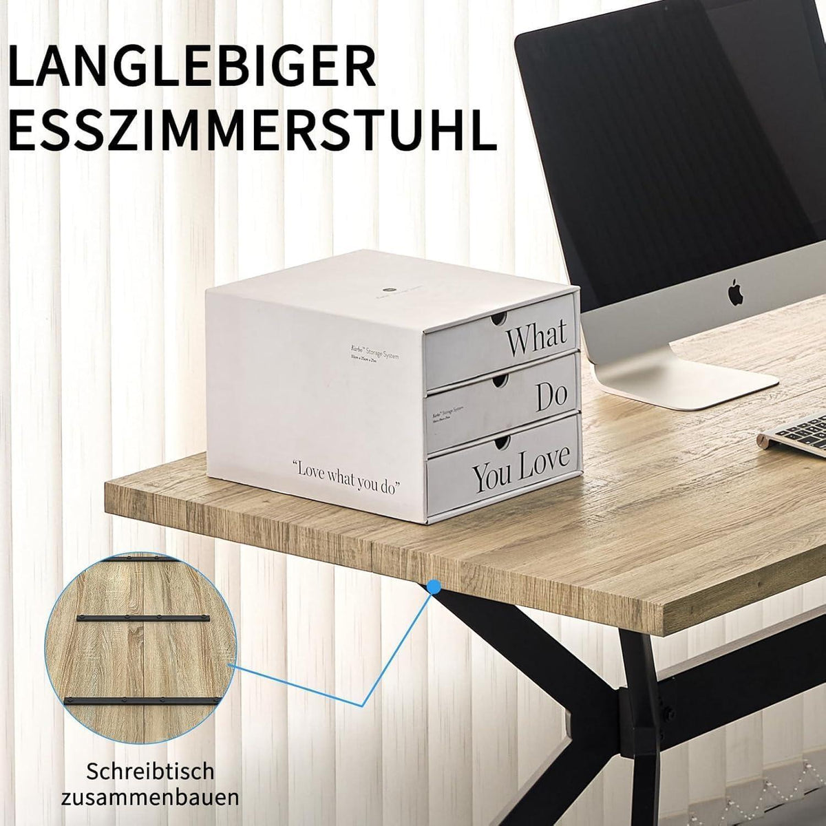 Esszimmergruppe mit Esstisch (140x80cm) & 6 Stühlen – Braun